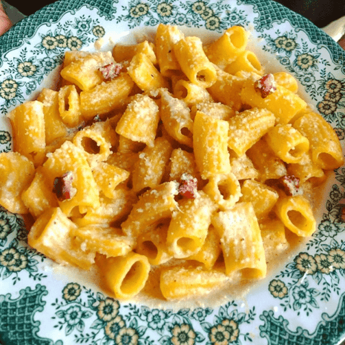 Pasta Evangelists Meal Carbonara of Dreams with Fresh Sedanini, Pancetta & Parmigiano Reggiano