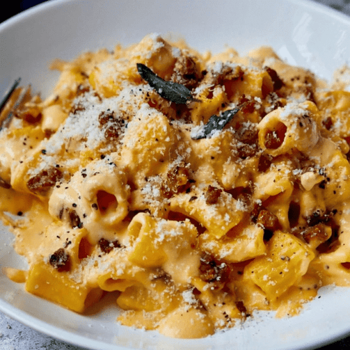 Pasta Evangelists Meal Carbonara of Dreams with Fresh Sedanini, Pancetta & Parmigiano Reggiano