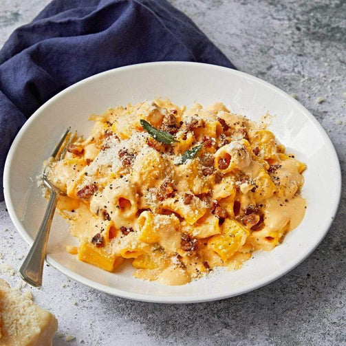 Pasta Evangelists Meal Clarence Court Carbonara with Fresh Rigatoni & Pancetta