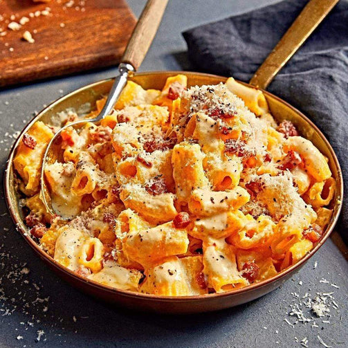 Pasta Evangelists Meal Clarence Court Carbonara with Fresh Rigatoni & Pancetta