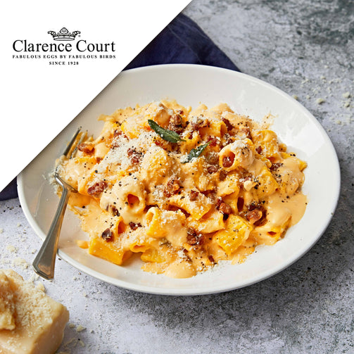 Pasta Evangelists Meal Clarence Court Carbonara with Fresh Rigatoni & Pancetta