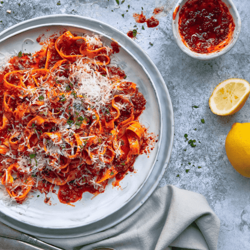 Pasta Evangelists Meal Fettuccine with 'Nduja Sausage, Amalfi Lemon and Mascarpone