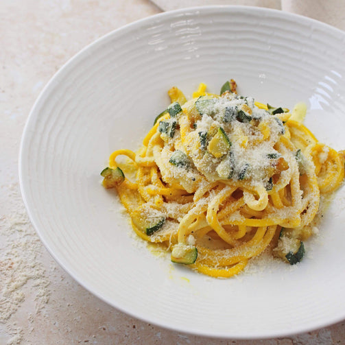 Pasta Evangelists Meal Fresh Bucatini with Courgette Carbonara (Vegetarian)