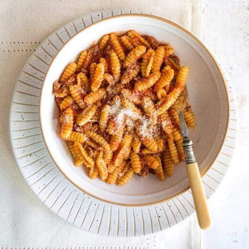 Pasta Evangelists Meal Malloreddus from Sardinia with Sausage Ragù & Pecorino Cream