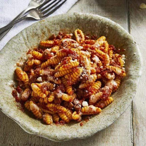 Pasta Evangelists Meal Malloreddus from Sardinia with Sausage Ragù & Pecorino Cream