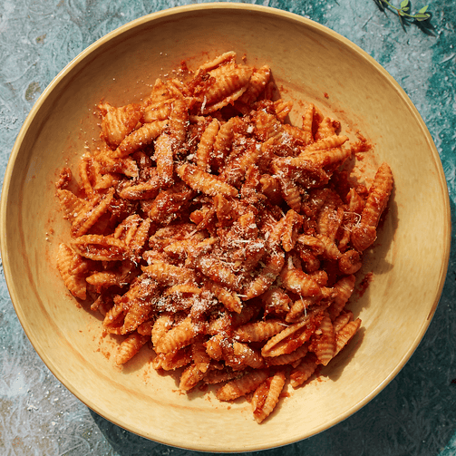 Pasta Evangelists Meal Malloreddus from Sardinia with Sausage Ragù & Pecorino Cream
