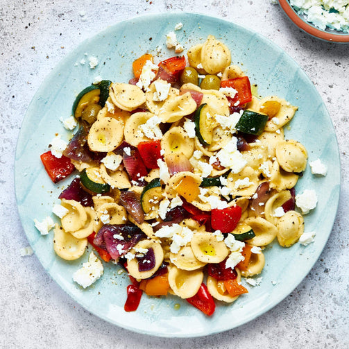 Pasta Evangelists Meal Orecchiette with Mediterranean Roasted Vegetables & Ricotta Salata