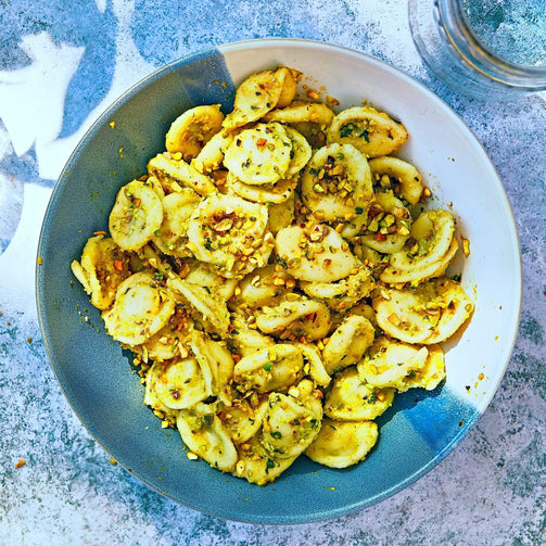 Pasta Evangelists Meal Orecchiette with Sicily's Pistachio Pesto (Vegan)