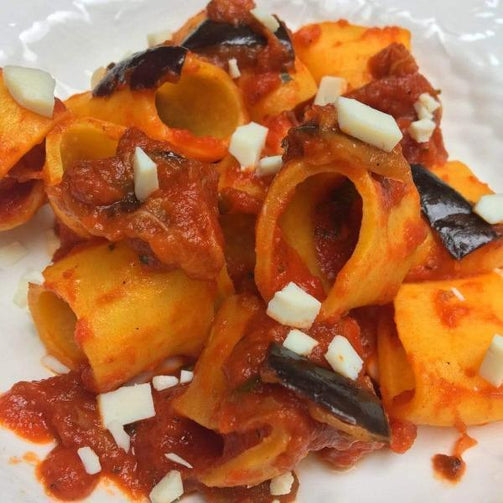 Pasta Evangelists Meal Paccheri with a Smoky BBQ Aubergine & Tomato Sauce (Vegan)