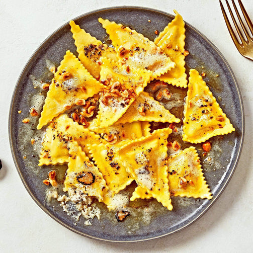 Pasta Evangelists Meal Pecorino & Truffle Triangoli with Truffle Butter & Hazelnuts