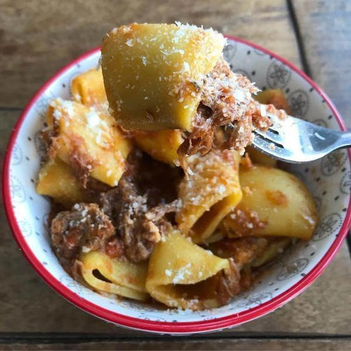 Pasta Evangelists Meal Spring Lamb Ragù with Fresh Paccheri Pasta & a Mint Crumb