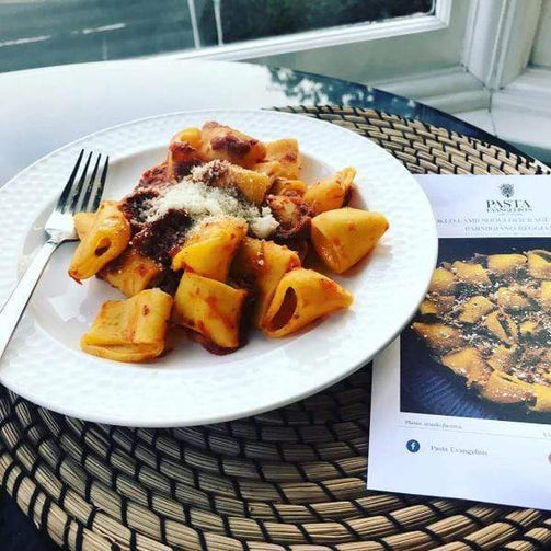 Pasta Evangelists Meal Spring Lamb Ragù with Fresh Paccheri Pasta & a Mint Crumb