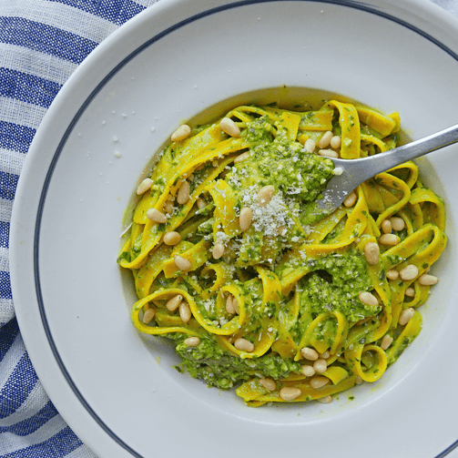 Pasta Evangelists Meal Tagliatelle with Fresh Basil Leaf Pesto & Pine Nuts (Gluten Free/Vegetarian)
