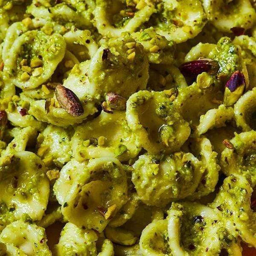 Pasta Evangelists Meal Vegan Orecchiette with Pistachio Pesto and a Pistachio Crumb