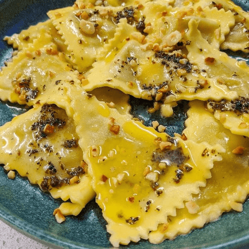 Pasta Evangelists Meal Wild Mushroom & Porcini Triangoli with Truffle Butter & Hazelnuts (Vegetarian)