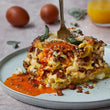 ''Breakfast in Tuscany'' Lasagne with Tuscan Sausage, Pancetta & Golden Yolk Eggs