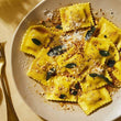 Pumpkin Ravioli with Sage Butter & Hazelnut Crumb