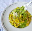 Tagliatelle with Fresh Basil Pesto & Pine Nuts (Vegetarian)